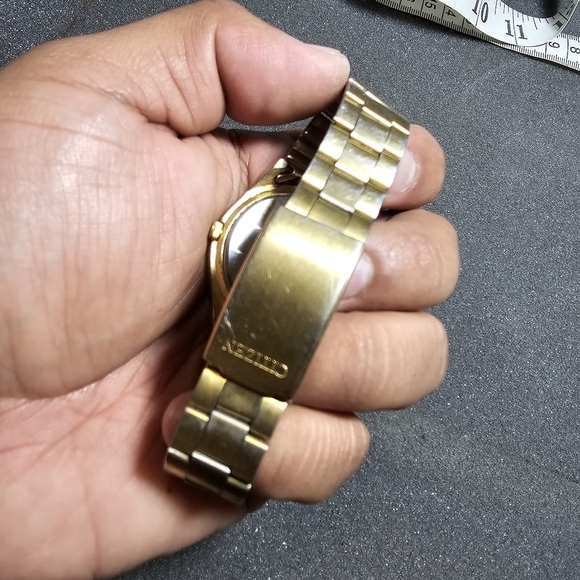 Citizen Mens Quartz Watch Gold Tone Black Date Just 5510-076214 Parts Or Repair - Picture 4 of 9